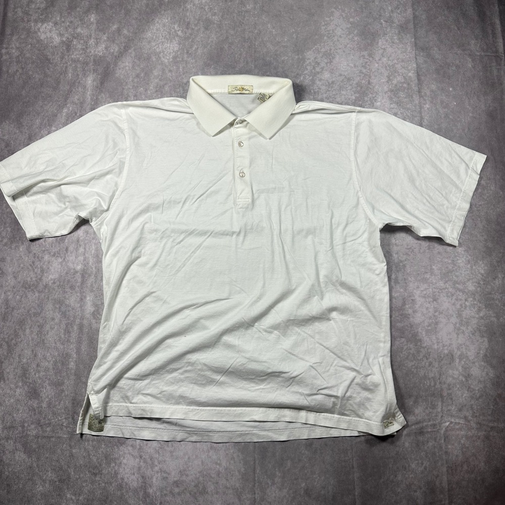 Vintage Peter Millar Double Mercerized Cotton Polo Shirt Mens XL White‎ Luxury